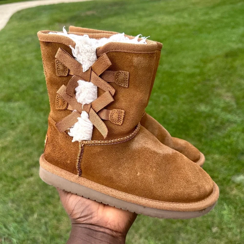 Koolaburra by UGG Kids Victoria Short Winter Boots Size‎ 1 Chestnut Brown